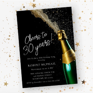 Cheers to 30 Years Champagne Flasche Geburtstag Einladung