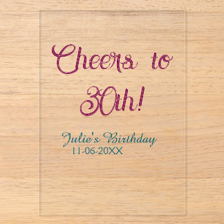 Cheers to 30th birthday name date mauve blue elega acryleinladungen