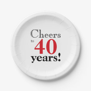 Cheers to 40 Jahre Retro Kirsche rot schwarz Grafi Pappteller