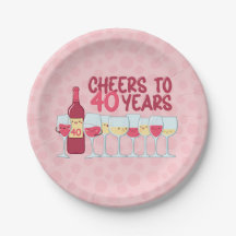 Cheers to 40 Jahre Wein Thema Kawaii Stil