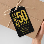 Cheers to 50 Years Black and Gold Party Favor Geschenkanhänger<br><div class="desc">Personalized party favor tags with the birthday years,  honoree's name,  party date and thank you in gold on a black background,  or any colors you choose.  Ideal for any birthday year celebration,  retirement party,  anniversary celebration,  party favor or for any occasion. MORE colors in our store.</div>