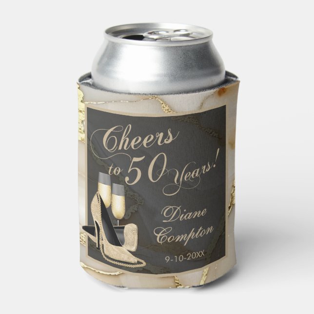 Cheers to 50 Years Champagne and Gold Dosenkühler (Kanne Vorderseite)