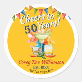 Cheers to 50 Years Fiesta Aged to Perfection Runder Aufkleber