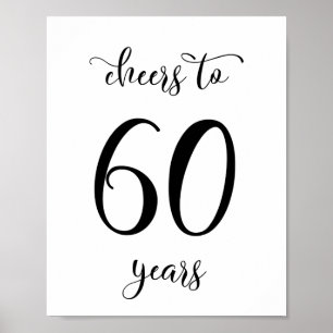 Cheers to 60 years birthday sign poster