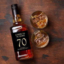 Cheers to 70 Years Black Gold 70th Birthday Party Alkoholflaschenetikett