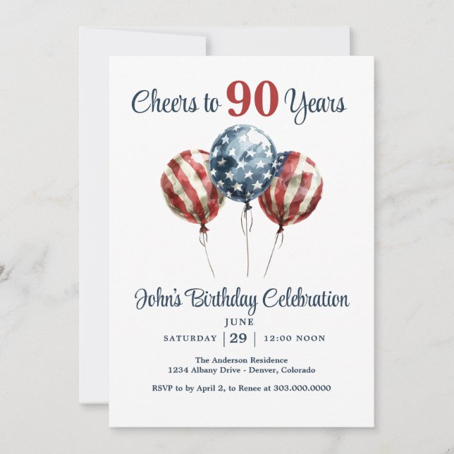 Cheers to 90 Years Birthday Party Invitation (Devant)