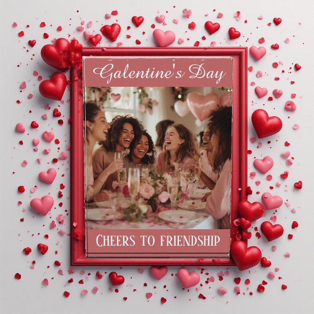Cheers to Friendship Galentine's Day Typography  Fotoblock (Cheers to Friendship Galentine's Day Typography Photo Block)