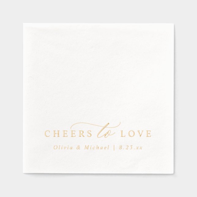 Cheers to Love Elegant Modern Wedding Gold Servietten Mit Folie (Vorderseite)