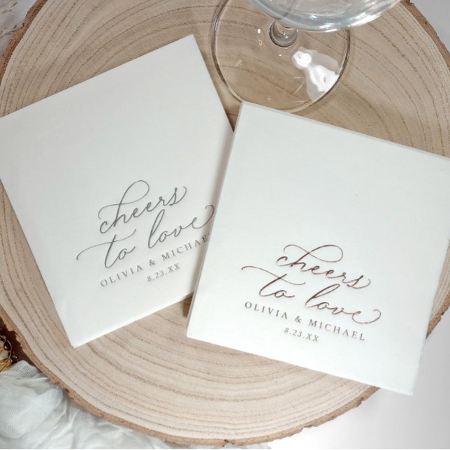 Cheers to Love Elegant Wedding Gold (Elegant wedding napkins - Cheers to Love - custom gold, silver or rose gold foil stamped napkins.)