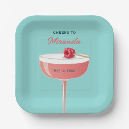 Cheers to [Name] Party Plate with Cocktail Pappteller