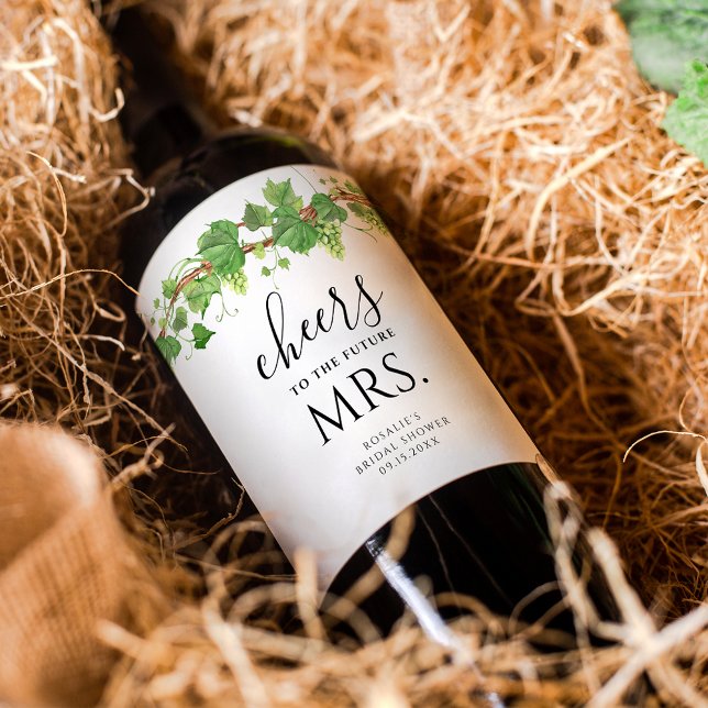 Cheers To The Future Mrs. Wine Bridal Shower Weinetikett (Von Creator hochgeladen)