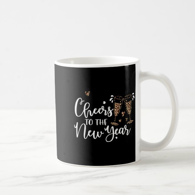 Cheers To The New Year 2026 Leopard Champagne Happ Kaffeetasse (Rechts)