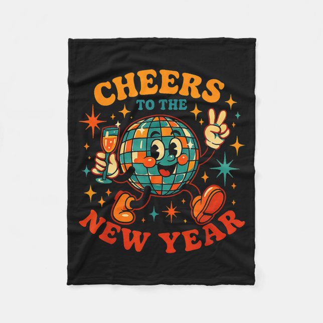 Cheers To The New Year 2026 Retro Party Gift  Fleecedecke (Vorderseite)