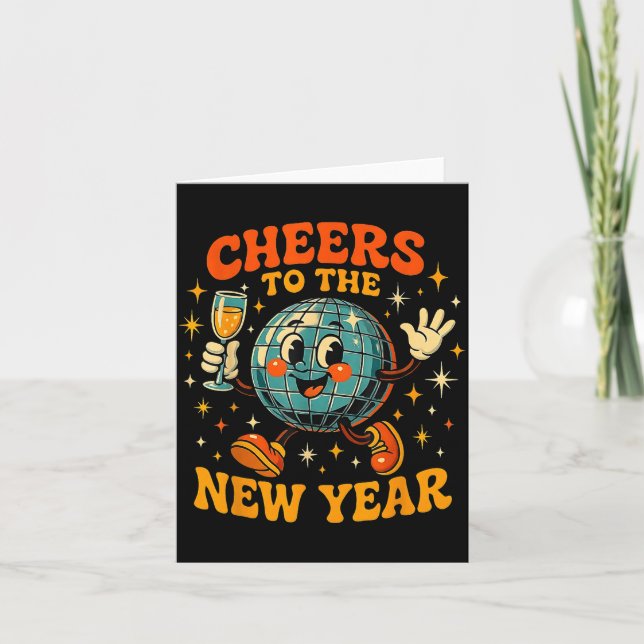 Cheers To The New Year 2026 Retro Party Gift  Karte (Vorderseite)