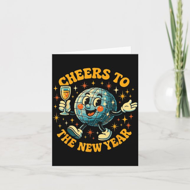 Cheers To The New Year 2026 Retro Party Gift  Karte (Vorderseite)