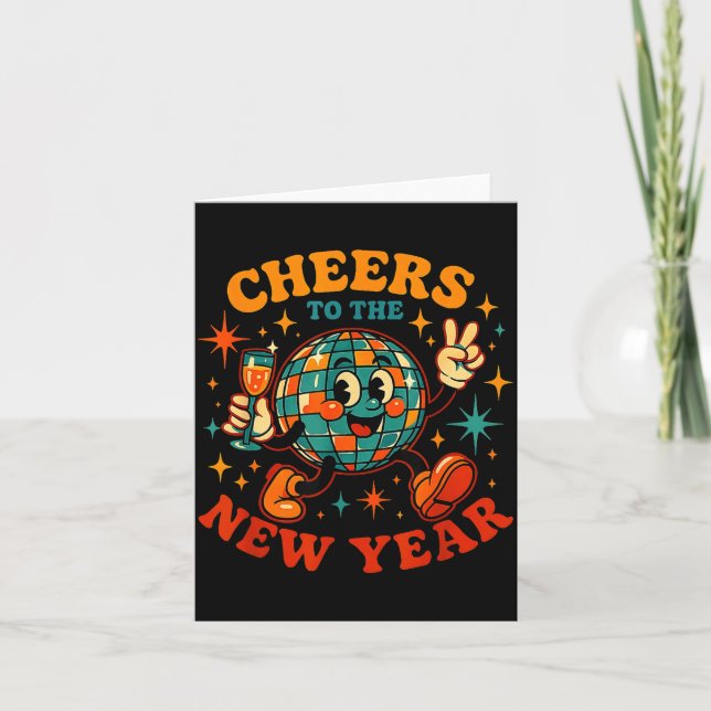 Cheers To The New Year 2026 Retro Party Gift  Karte (Vorderseite)