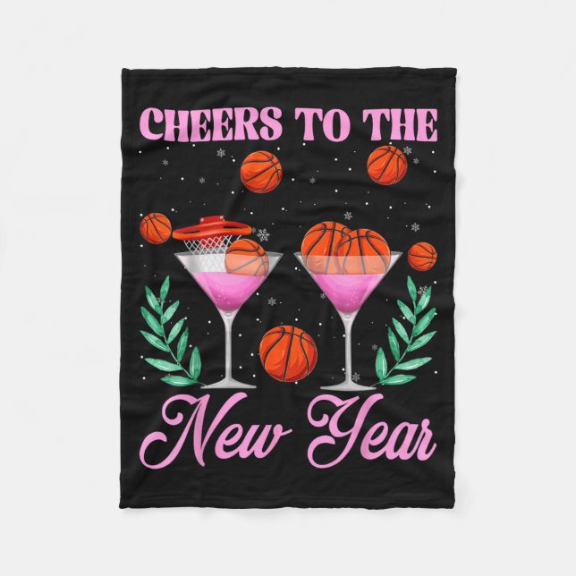 Cheers To The New Year Champagne Gl &amp; Basketba Fleecedecke (Vorderseite)