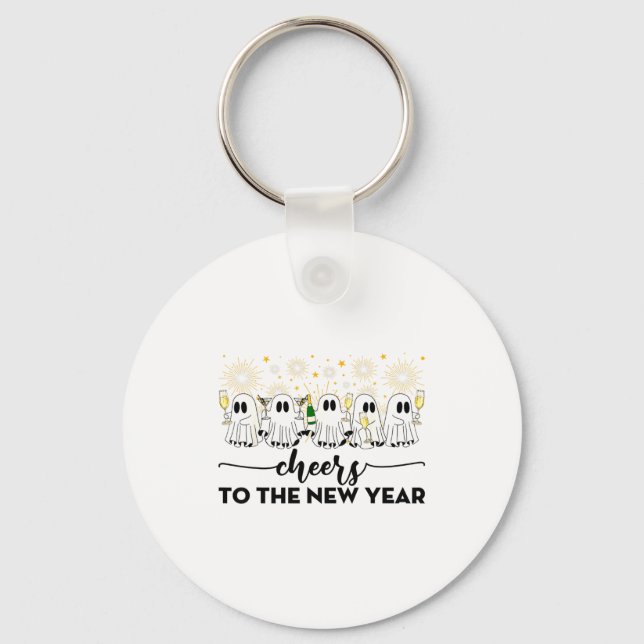 Cheers To The New Year Ghosts Drinking Champagne N Schlüsselanhänger (Vorderseite)