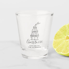 Cheers to the New Year Modern Hand Drawn Doodles Schnapsglas