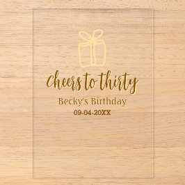 Cheers to thirty yellow brown birthday pastel gift acryleinladungen