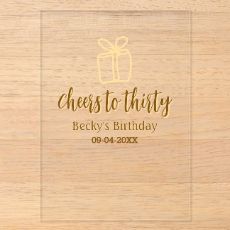 Cheers to thirty yellow brown birthday pastel gift acryleinladungen