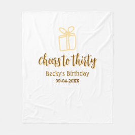 Cheers to thirty yellow brown birthday pastel gift fleecedecke