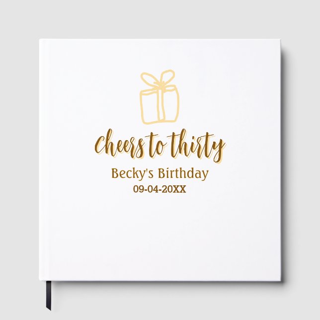 Cheers to thirty yellow brown birthday pastel gift gästebuch (Vorderseite)