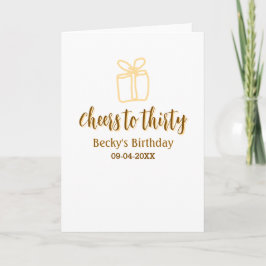 Cheers to thirty yellow brown birthday pastel gift karte