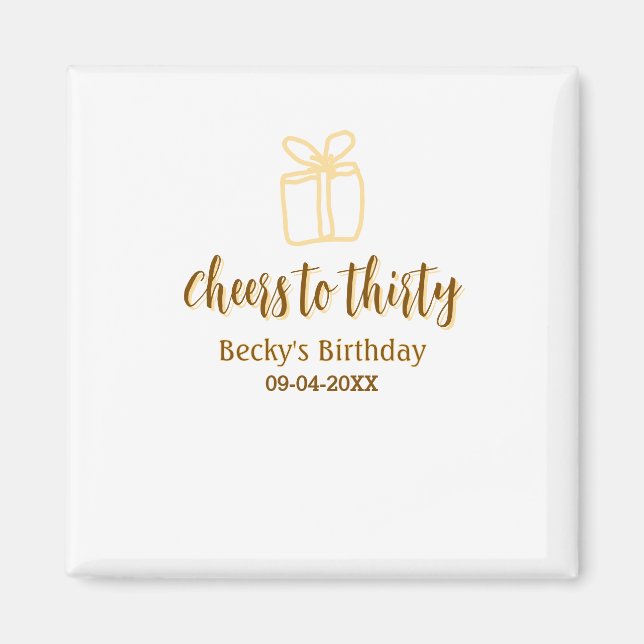 Cheers to thirty yellow brown birthday pastel gift magnet (Vorne)