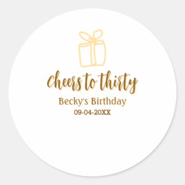 Cheers to thirty yellow brown birthday pastel gift runder aufkleber