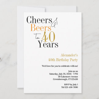 Cheers und Biere bis 40 Jahre Minimales Party Einladung
