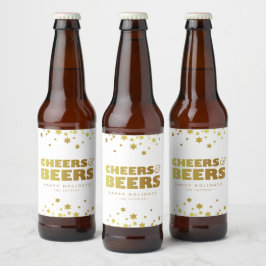 Cheers und Biere | Spaß Weihnachten Weiß & Gold Bierflaschenetikett