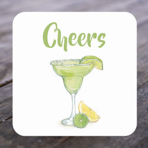 Cheers Watercolor Margarita Rechteckiger Pappuntersetzer