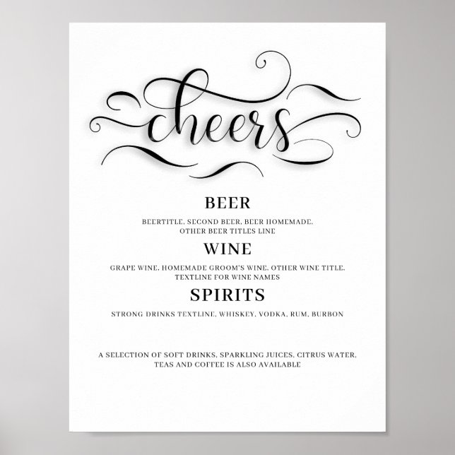 Cheers Wedding Bar Sign Poster (Vorne)