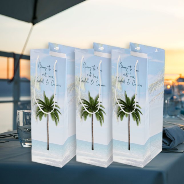 Cheers Wedding Guest Wine Bag Palm Trees Geschenktüte Für Weinflaschen (Von Creator hochgeladen)