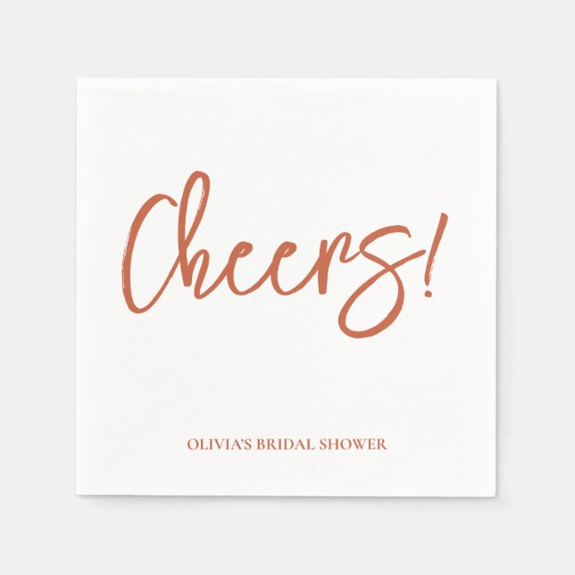 Cheers Wedding Napkins with Rustic Hand Lettering Serviette (Vorderseite)