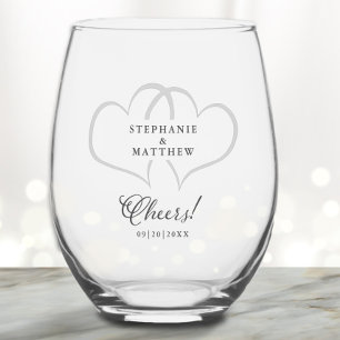 Cheers Wedding Verlobung Hörnamen Datum benutzerde Weinglas Ohne Stiel