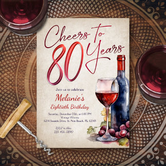 Cheers Wein 80. Geburtstag Einladung