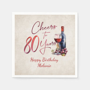 Cheers Wein 80. Geburtstag Serviette