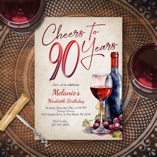 Cheers Wein 90. Geburtstag Einladung