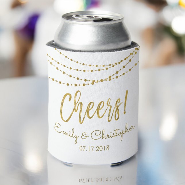 Cheers White and Gold Foil String Lights Dosenkühler (Von Creator hochgeladen)