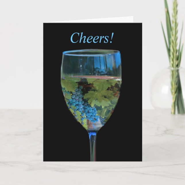 Cheers Wine Happy Birthday Card Karte (Vorderseite)