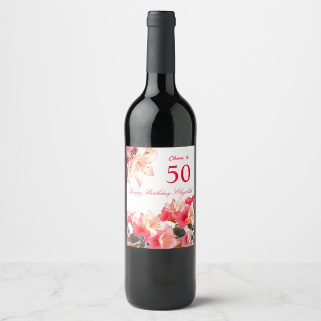 Cheers zu 50 Fügen Sie Ihren Namen hinzu Weinetikett (Vorderseite)