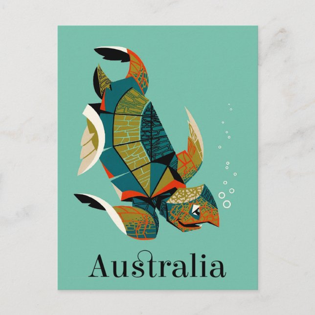 Cheery Australian Sea Turtle Postkarte (Vorderseite)