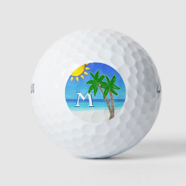 Cheery Beach Scene MONOGRAM Golf Balls for Women Golfball (Vorderseite)