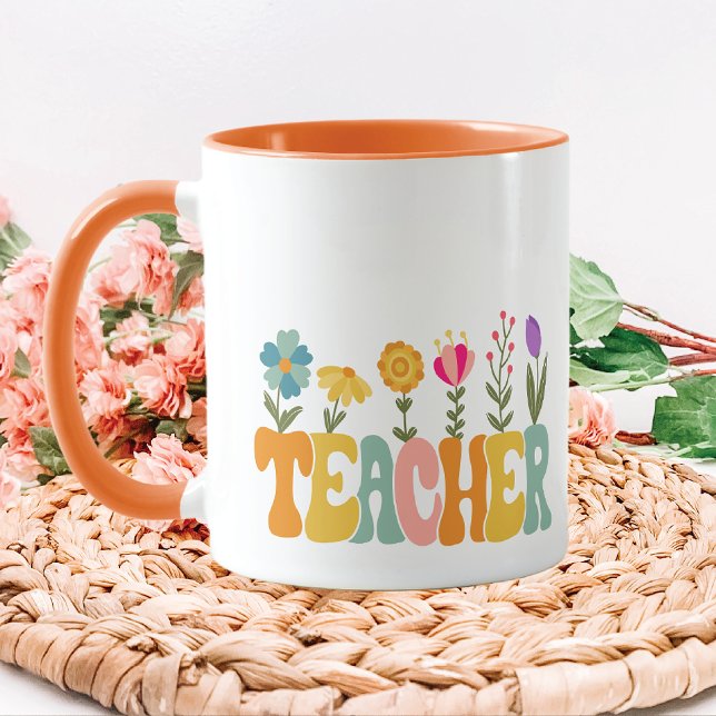 Cheery Blume Retro Lehrerin Tasse (Von Creator hochgeladen)