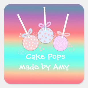Cheery Cake Pops Quadratischer Aufkleber