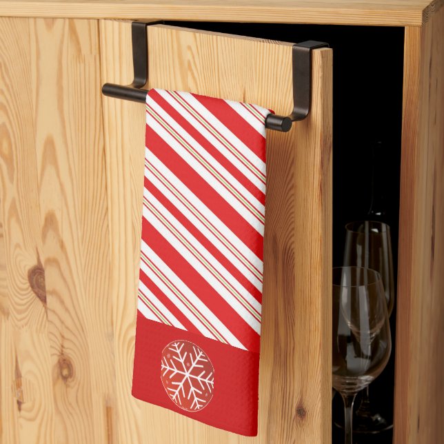 Cheery Candy Cane Stripes Geschirrtuch (Drittel gefaltet)
