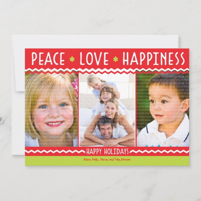 Cheery Holiday Chevron Stripes 3 Carte photo (Devant)