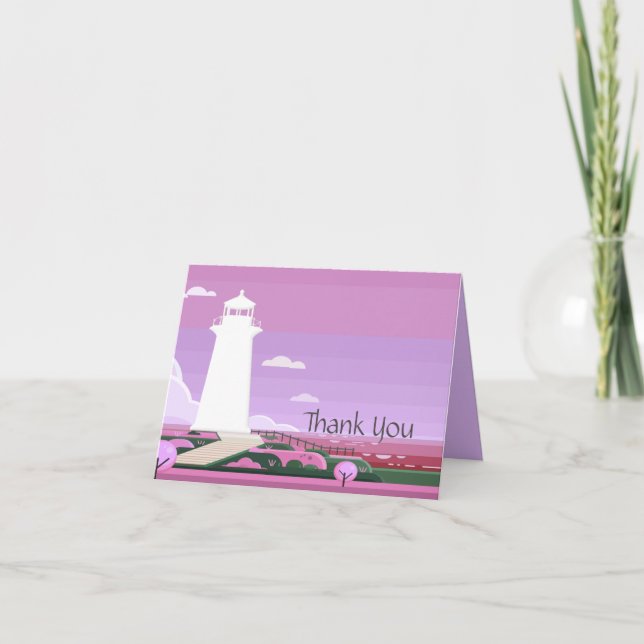 Cheery Lighthouse Lavender Carte de remerciements (Devant)